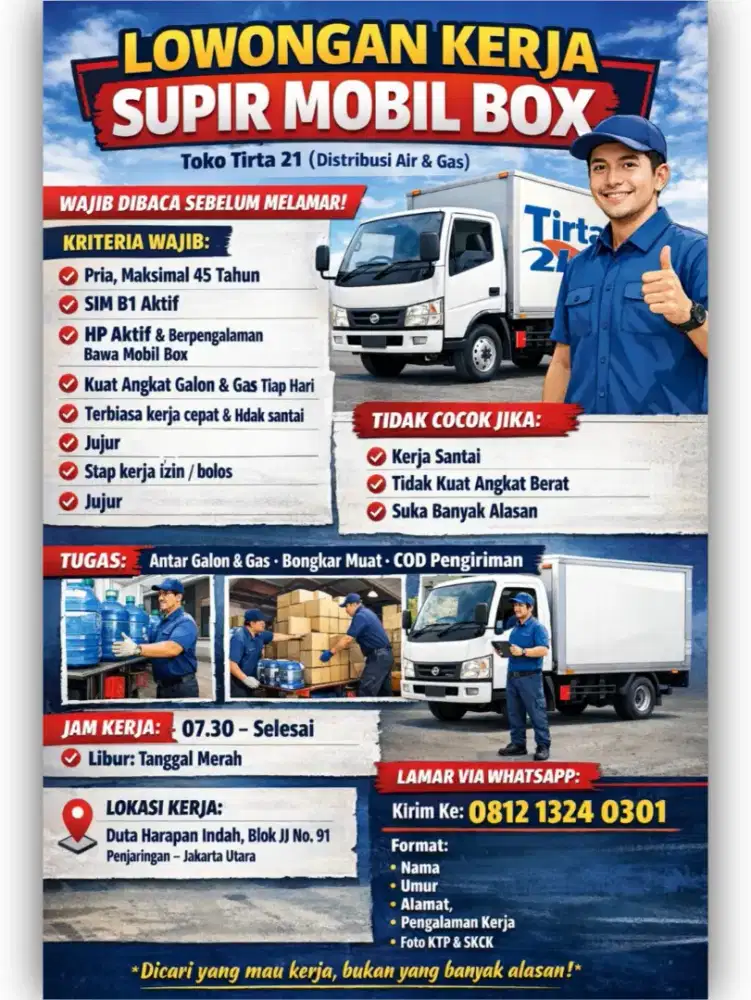 Lowongan Kerja Supir Mobil Barang