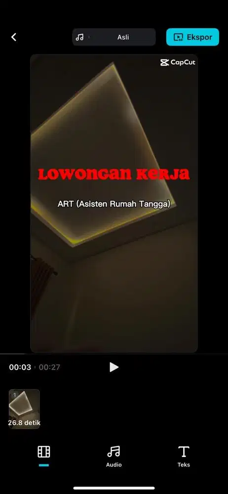 Dibutuhkan ART (asisten rumah tangga)