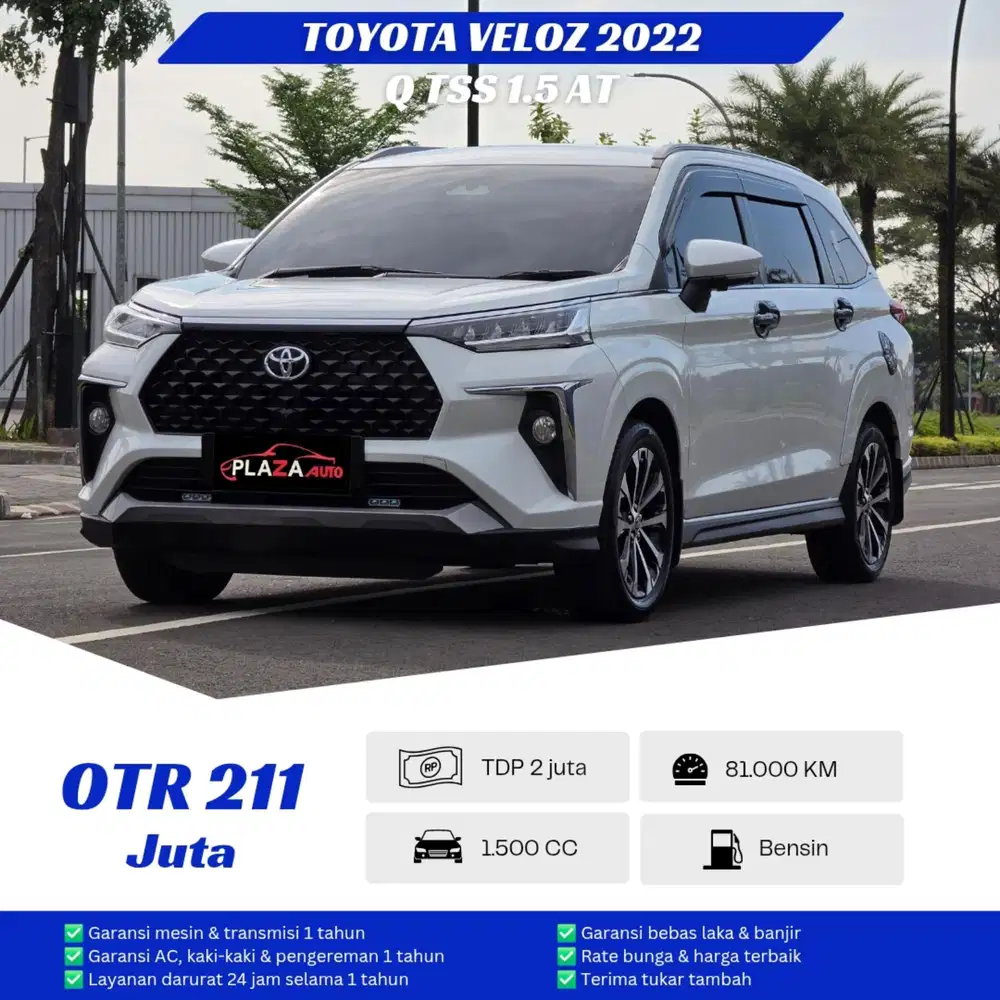 Toyota Veloz 2022
Q TSS 1.5 Automatic (TDP 2 juta)