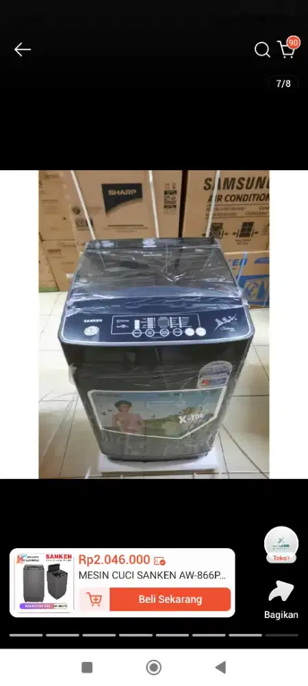 Mesin cuci Sanken model AW-S866PP