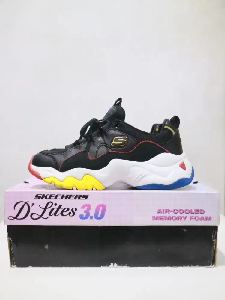 Sepatu Skechers D'Lites 3.0 Black Air-Cooled Memory Foam original