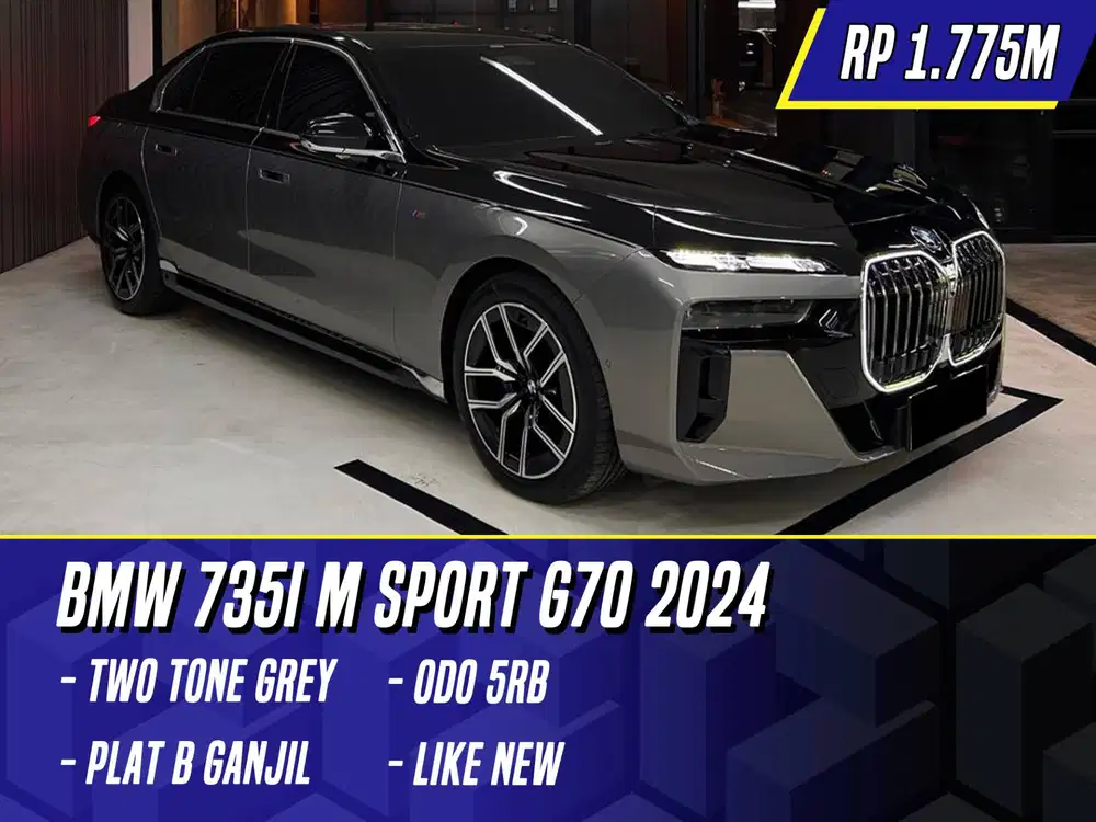 BMW 735i M Sport G70 2024 Two Tone Grey on Black Abu-abu Abu MSport