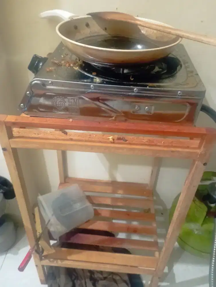 kompor gas 1 tungku meja dan selang regulator