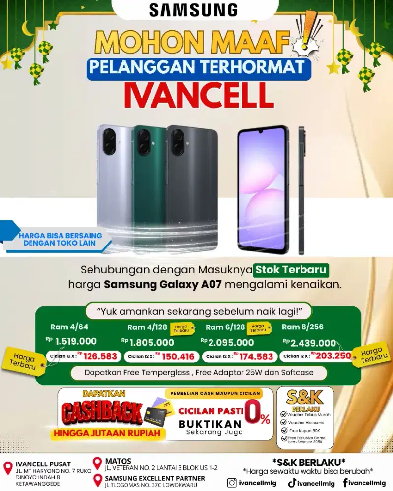 SAMSUNG A07 RAM 8/256 NEW TERMURAH