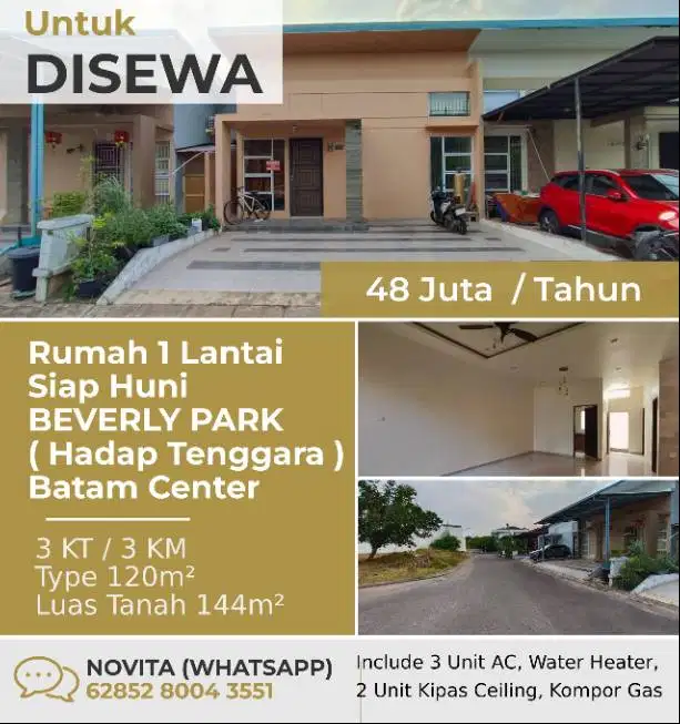 Rumah 1 Lantai Siap Huni BEVERLY PARK ( Hadap Tenggara ) Batam Center