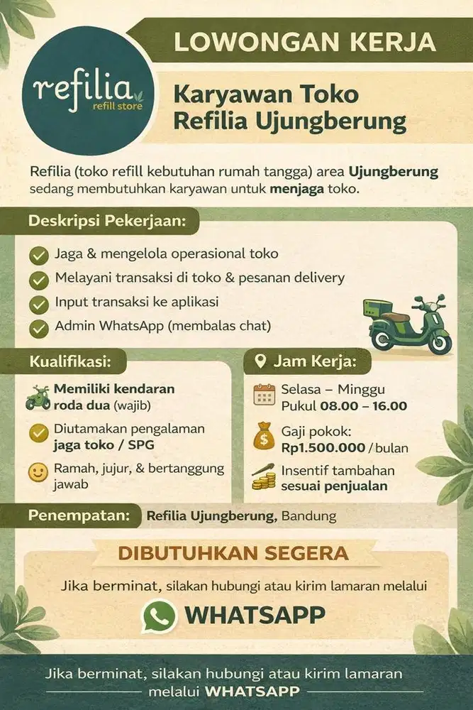 Lowongan Karyawan Toko Refilia