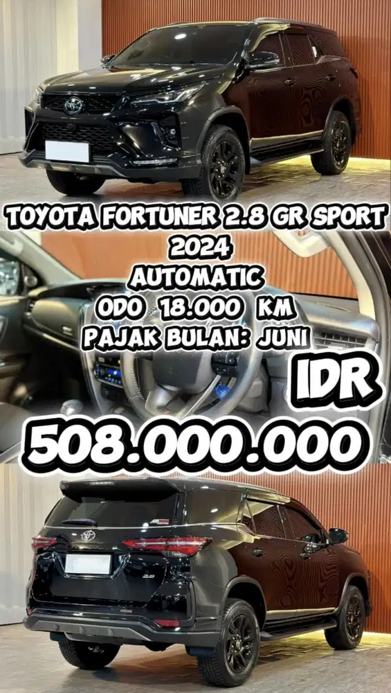 [ODO 18.000 KM ] TOYOTA FORTUNER 2.8 GR SPORT 2024 SIAP LANGSUNG PAKAI