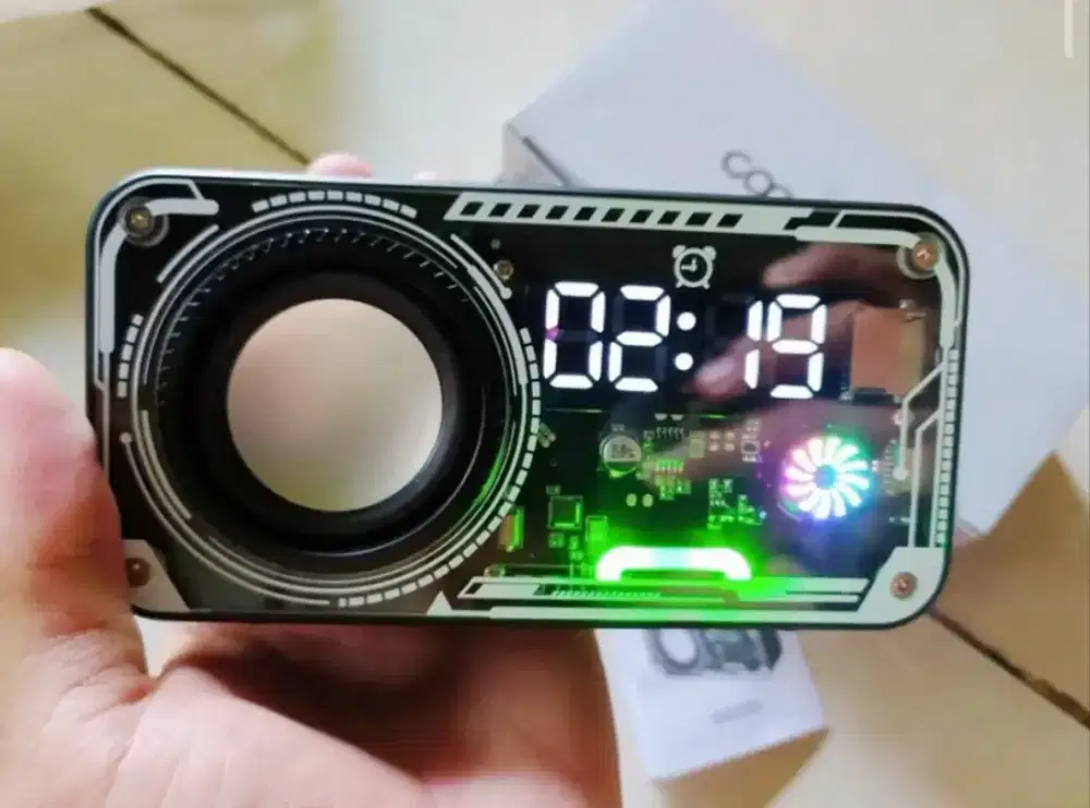 [1UNIT BARU]SPEAKER BLUETOOTH 5.3 STEREO + CLOCK/JAM+HOLDER RGB LIGHT