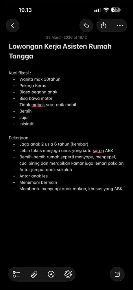 Dicari lowongan ART khususnya untuk jaga anak ABK