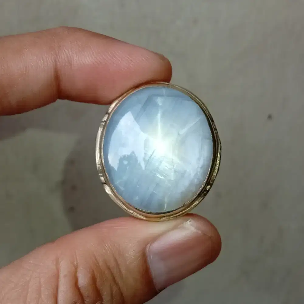 Gray Sapphire Star Sri Lanka Ceylon No Heat 61.2ct Memo DGL ring perak