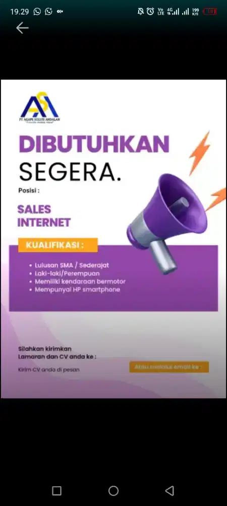Lowongan sales internet wifi