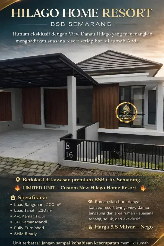 RUMAH MEWAH DI HILAGO HOME RESORT VIEW DANAU HILAGO BSB SEMARANG
