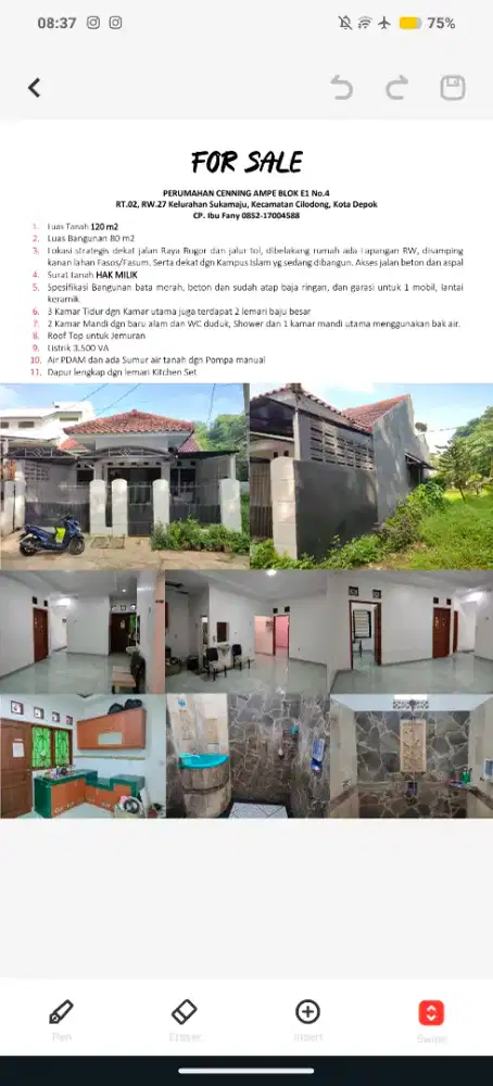 DIJUAL RUMAH STRATEGIS DI PERUMAHAN CENING AMPE CILODONG DEPOK