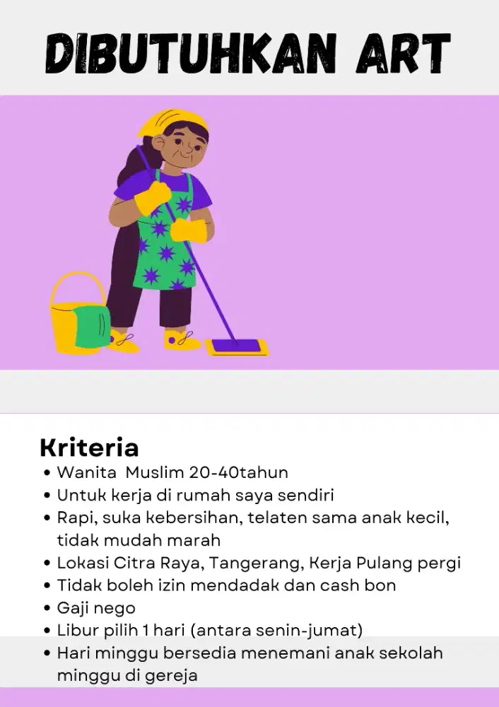 Lowongan kerja ART pulang hari