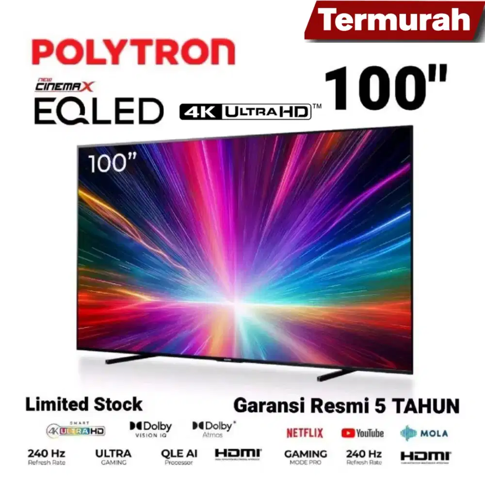 POLYTRON 100 Inch EQLED 4K SMART TV CinemaX  DolbyATMOS GAMINGTV 240HZ