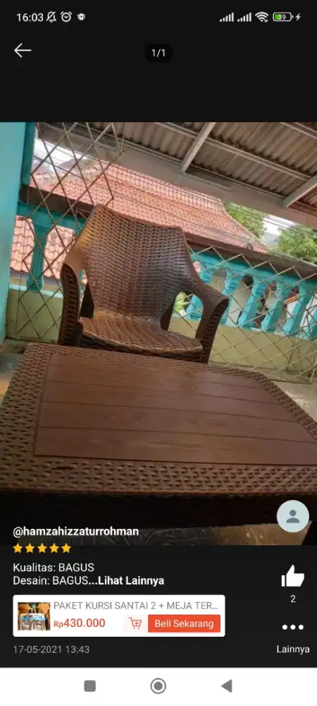 Bangu plastik rotan kuat anti pecah