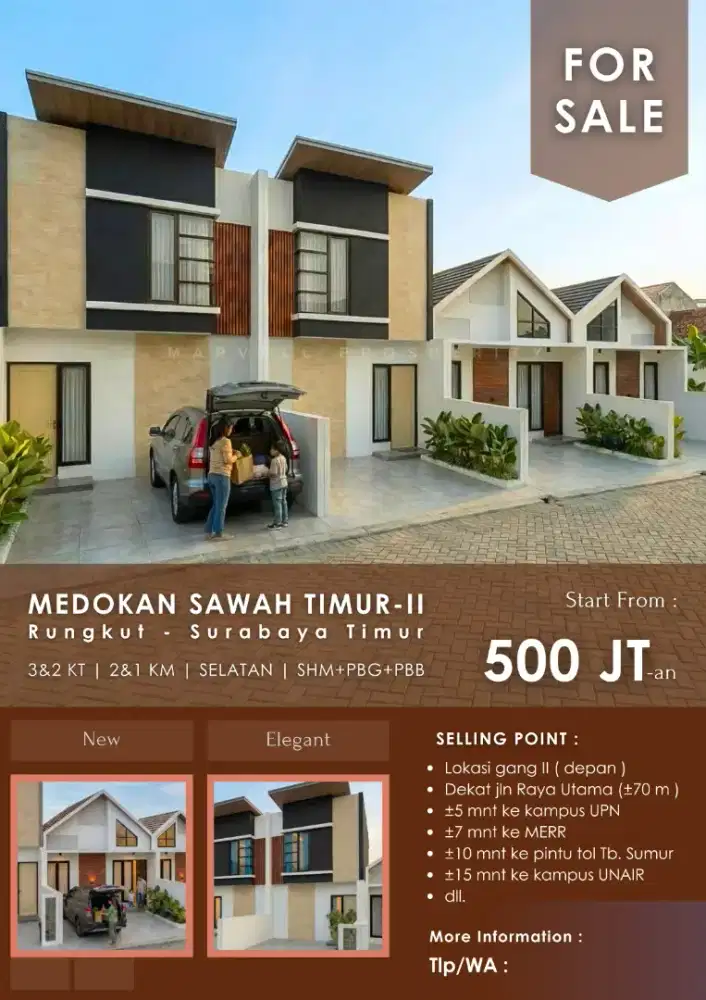RUMAH BARU MODERN ELEGANT
Lokasi : Medokan Sawah Timur II - Surabaya