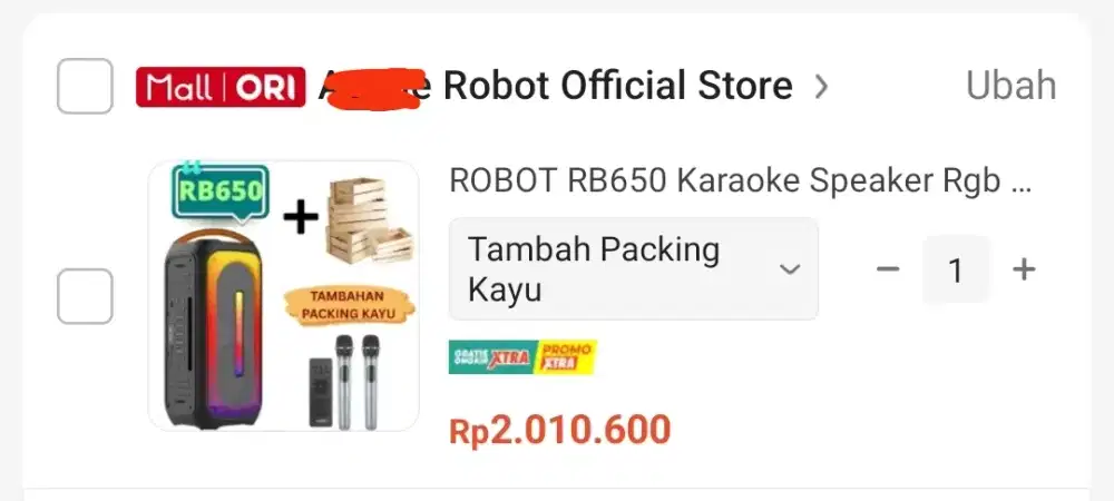 Speaker Partybox ROBOT RB650 BARU Fullset 2Mic,Remot,Tali strap