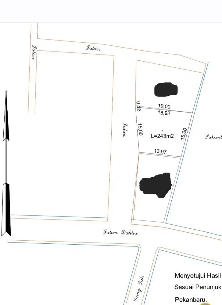 Dijual Tanah Depan Komplek Kejaksaan Riau Jalan Dahlia Kota Pekanbaru