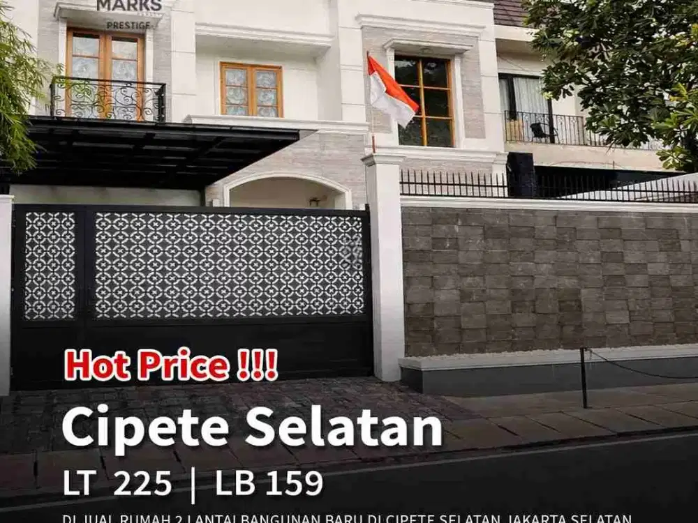 DIJUAL – RUMAH BARU CIPETE SELATAN (ABDUL MAJID)
Detail Properti: • SHM + IMB
• Luas Tanah 225 m²
• Luas Bangunan 159 m²
• Dimensi 10 x 22,5 meter (bentuk kotak)
• Bangunan 2 Lantai
• 4 Kamar Tidur
• 4 Kamar Mandi
• 1 Kamar Pembantu + 1 KM
Spesifikasi: •