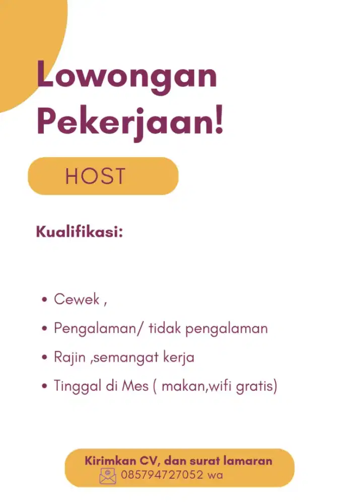 LOWONGAN KERJA HOST