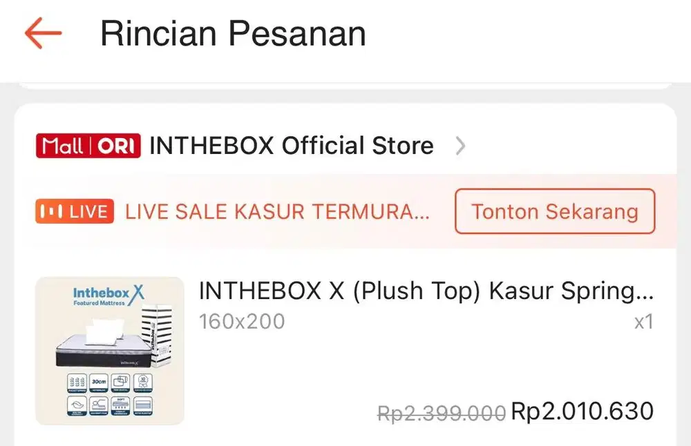 kasur baru in the box