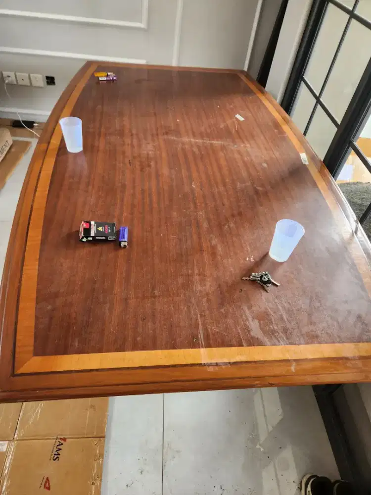 Jual meja makan murah motif kayu jati