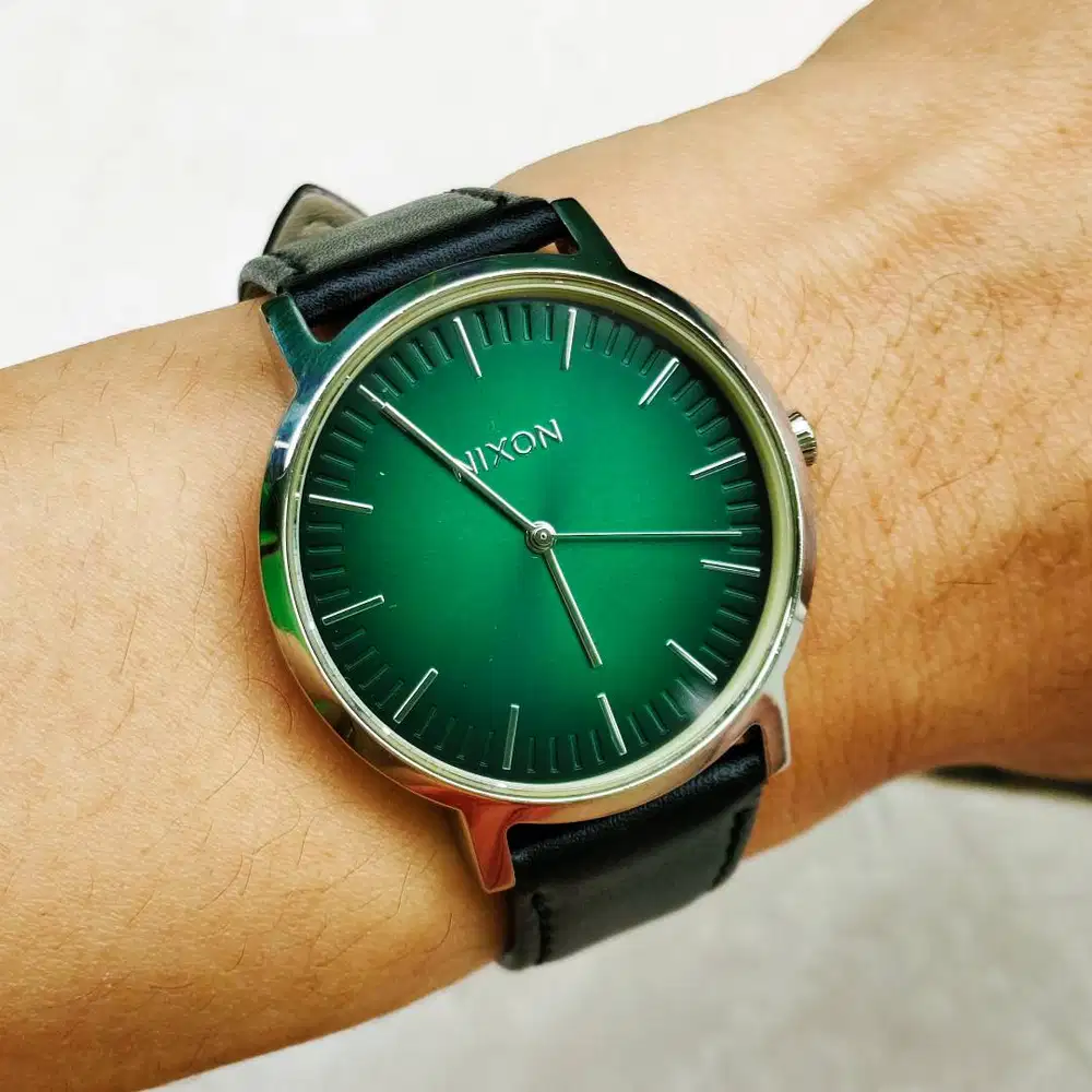 Jam Tangan Minimalis Nixon The Porter Dress Watch Green Sunburst Dial