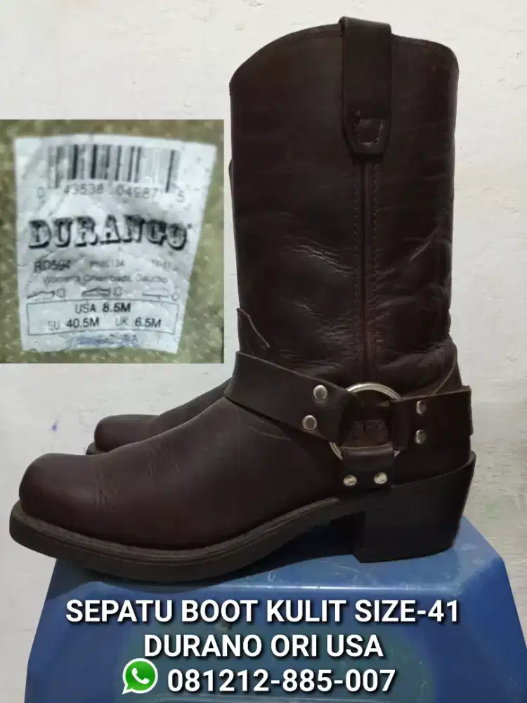 Sepatu boot jenggel kulit-41 moge harley roadglide sportster goldwing
