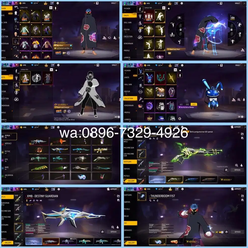 STOK AKUN FF SPEK POLOSAN SG LUMUT LOG GOGGLE