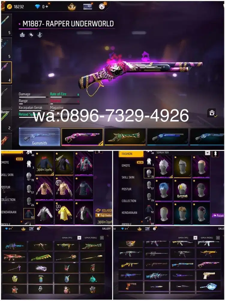 STOK AKUN FF SPEK POLOSAN SG REAPER LOG GOGGLE