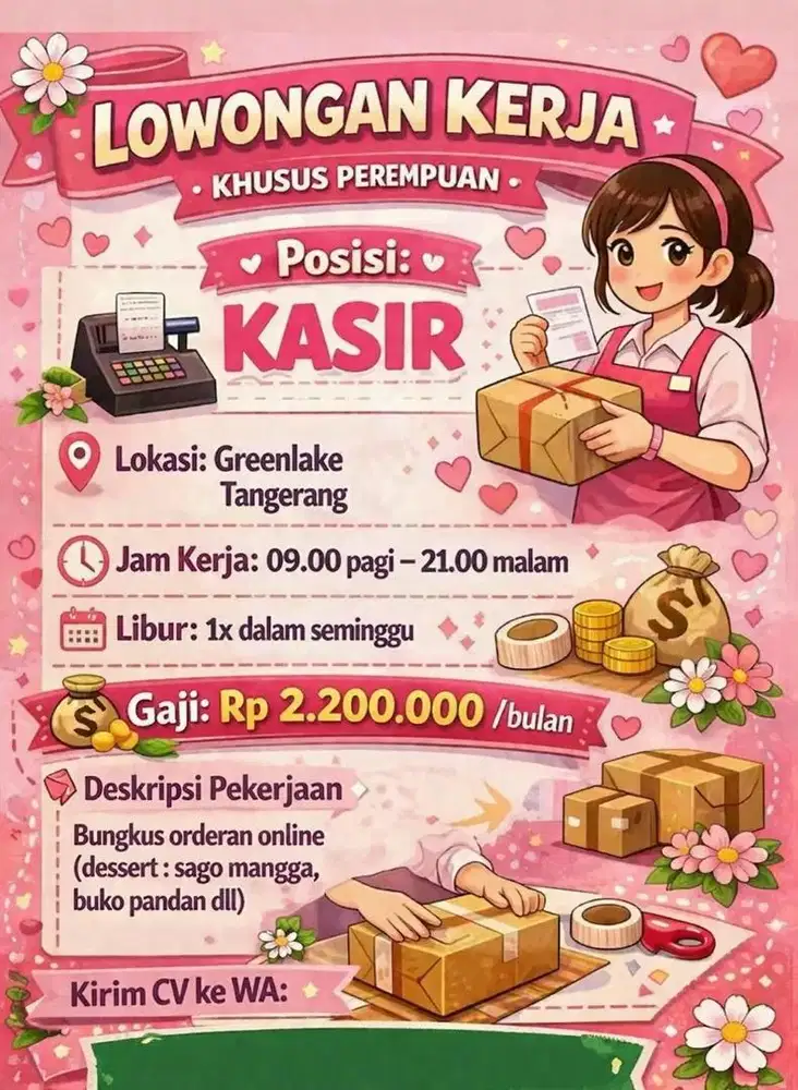 lowongan kerja kasir khusus wanita