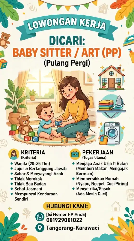 Lowongan pekerjaan ART / baby sitter PP