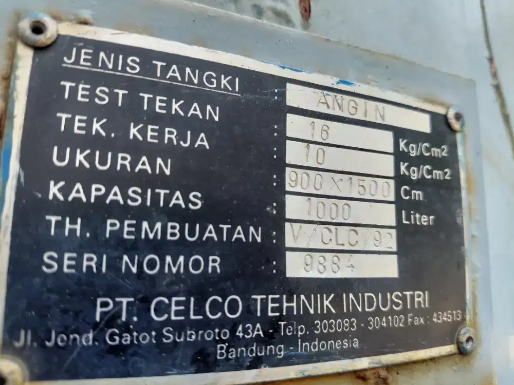 1000 liter tabung angin