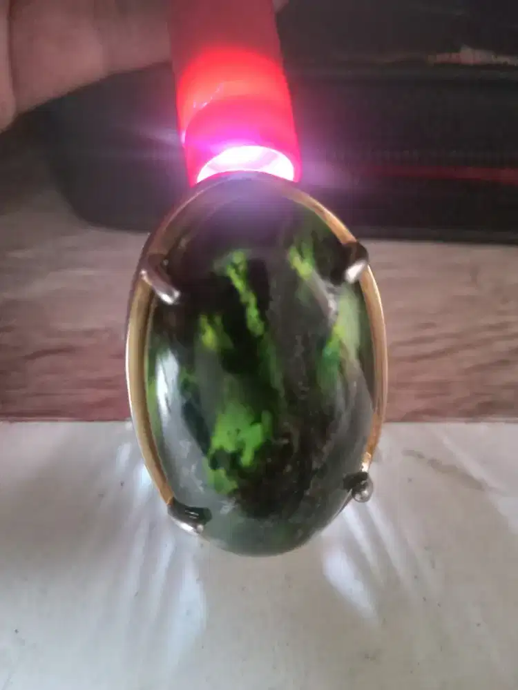 Batu cincin akik black jet nempel magnet natural jumbo