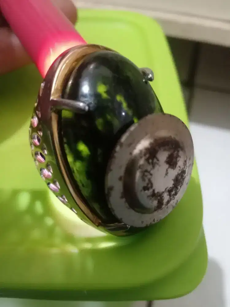 Batu cincin akik black jet nempel magnet natural jumbo