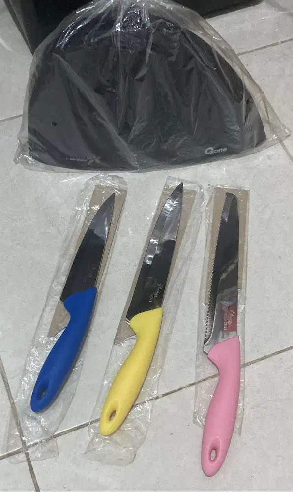 Oxone Knife Set + Holder – 3 Pisau Stainless (Baru)