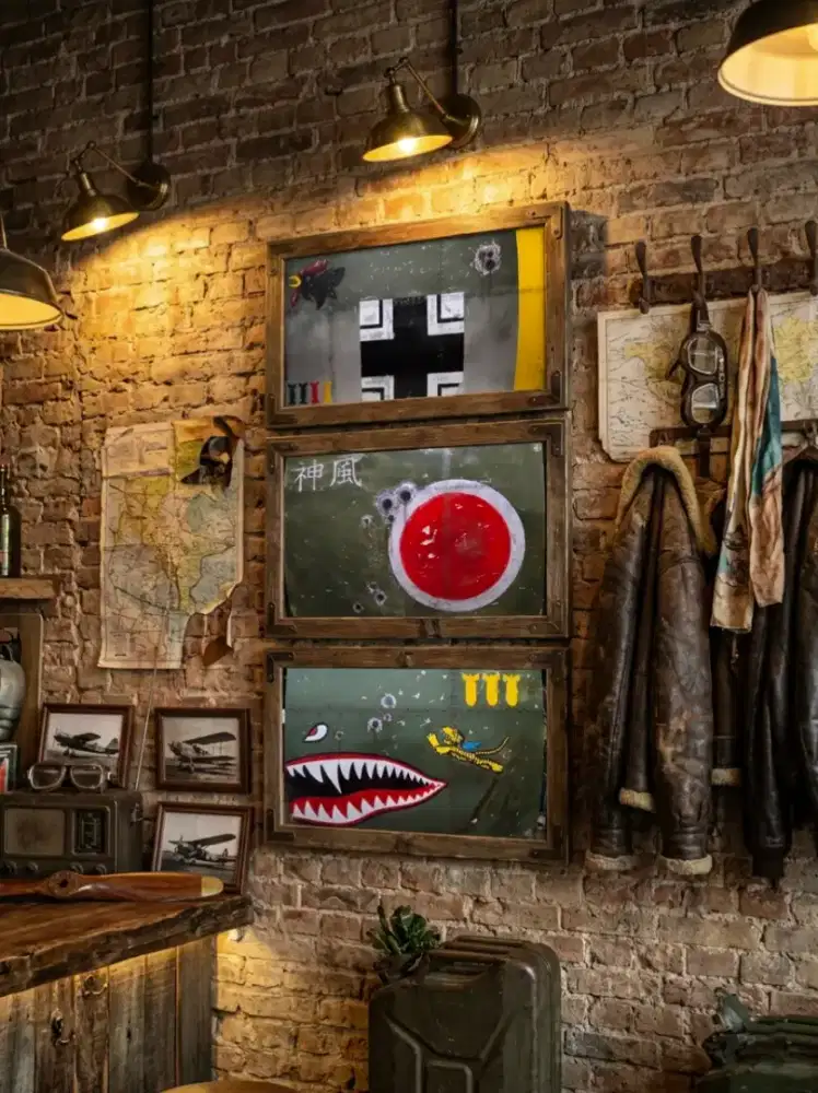 Hiasan dekor body pesawat tempur ww2 retro vintage sepeda jam antik