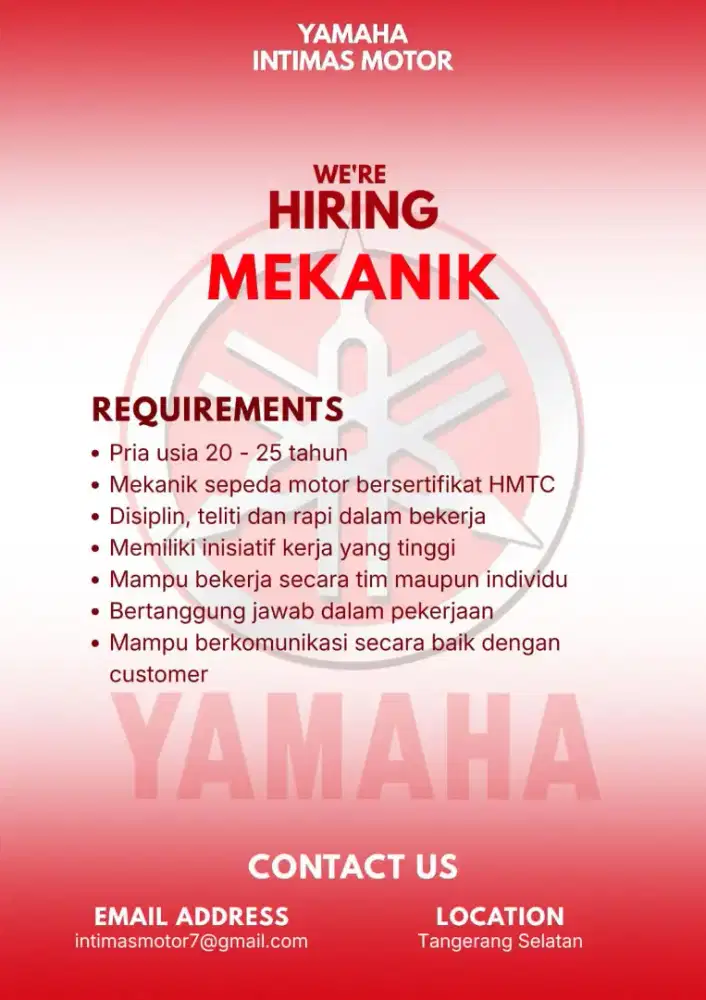 Lowongan mekanik sepeda motor