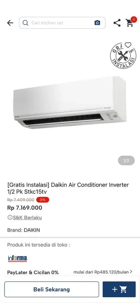 ac daikin 1/2pk inverter