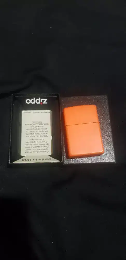 JUAL ZIPPO ORANGE MATTE 231 POLOS ORI LIKE NEW
