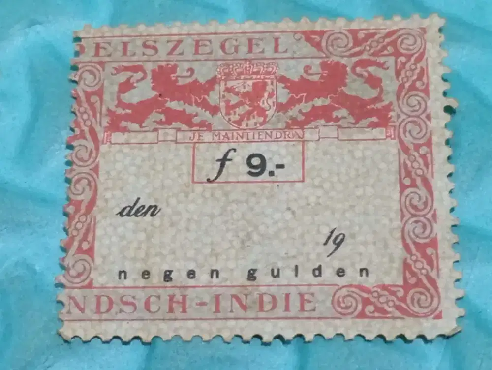 Materai 9 Gulden Jaman Belanda