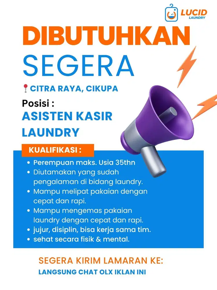 LOWONGAN KERJA ASISTEN KASIR LAUNDRY
