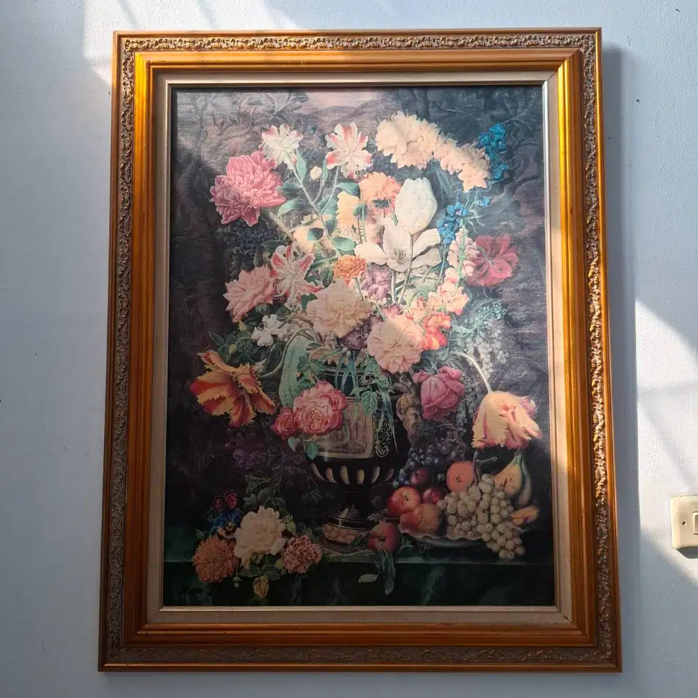 Lukisan Dekoratif Bunga Classic Style (Frame Included)