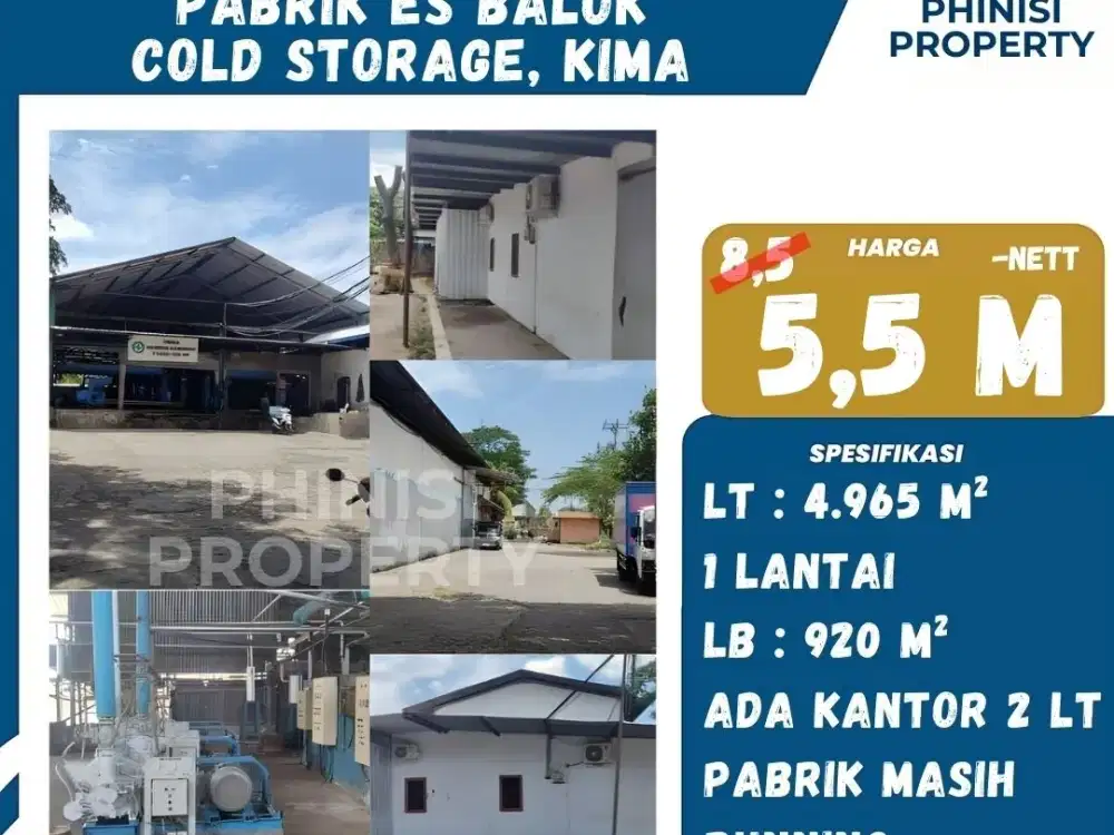 Dijual Gudang Pabrik Es di KIMA Kapasa Raya