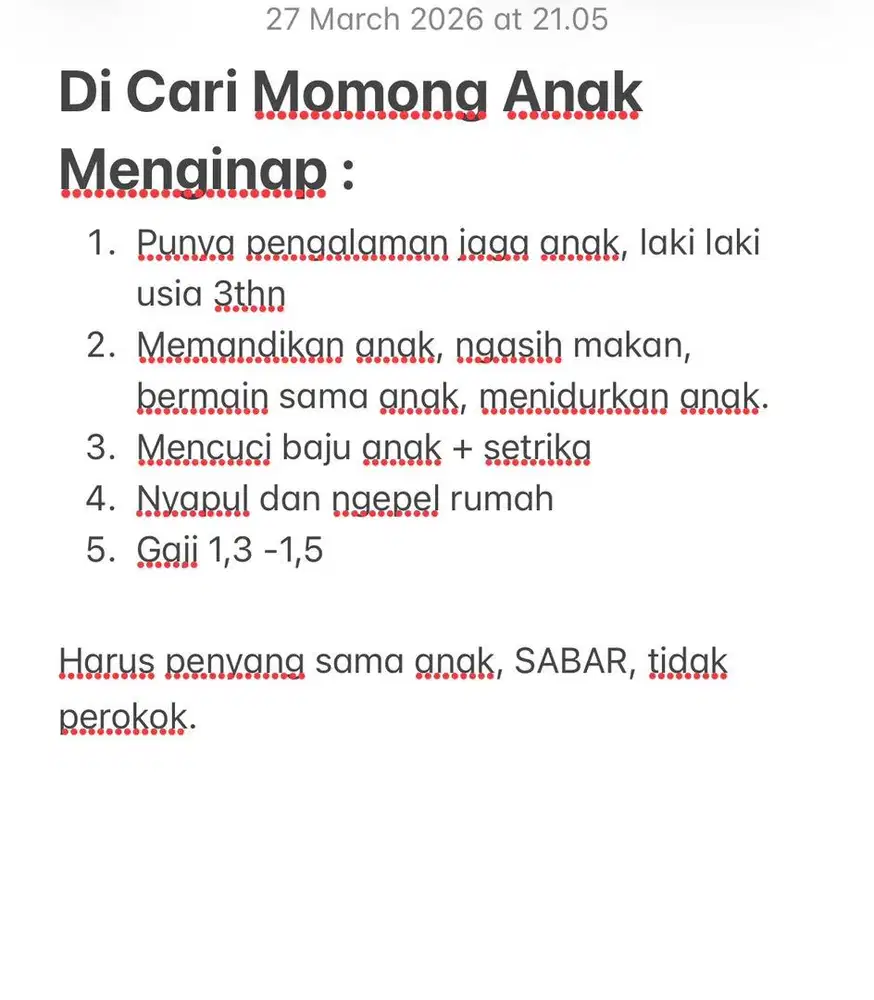 Momong (menginap)