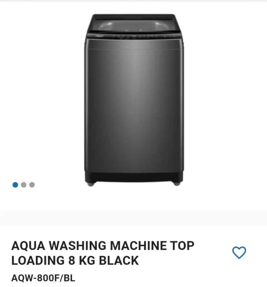 AQUA WASHING MACHINE TOP LOADING 8KG BLACK