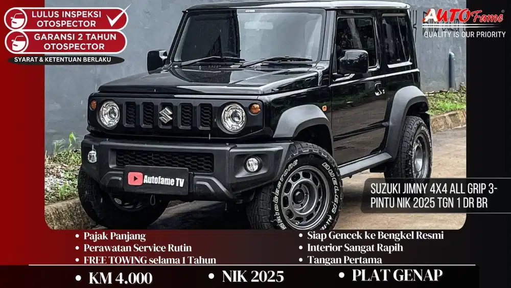 KM 4RB Suzuki Jimny 4x4 All Grip 3-Pintu NIK 2025 Tgn 1 Dr Br Black On