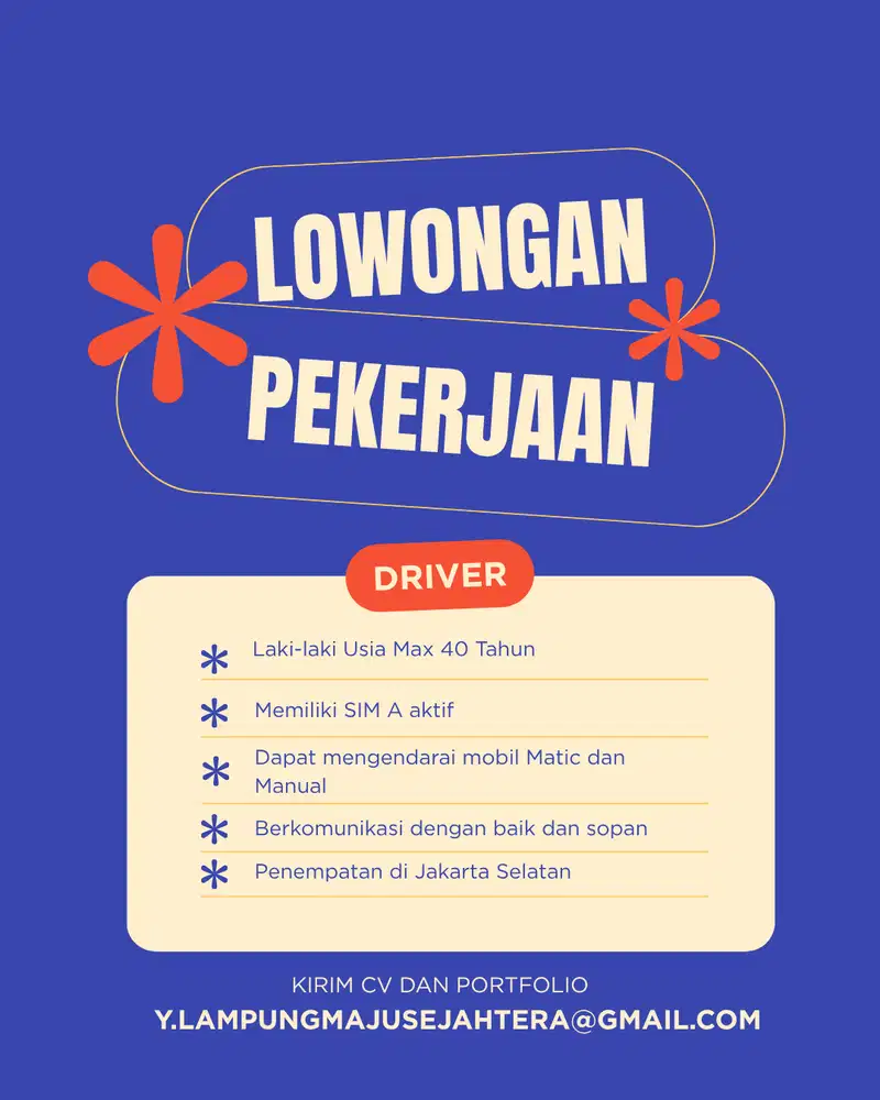 LOWONGAN PEKERJAAN DRIVER