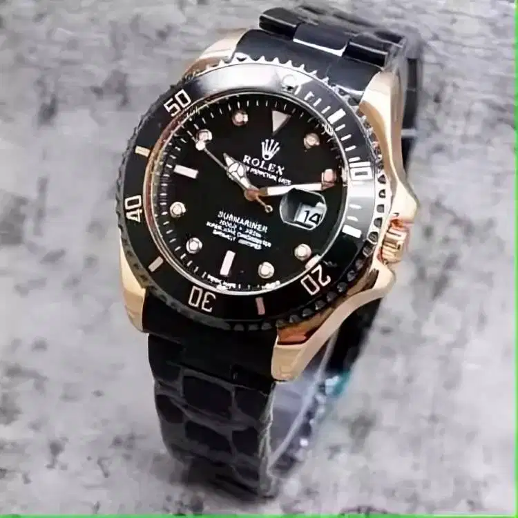 Jam Tangan Luxury Black Dial - Rose Gold Edition Pria Stainless FJA002